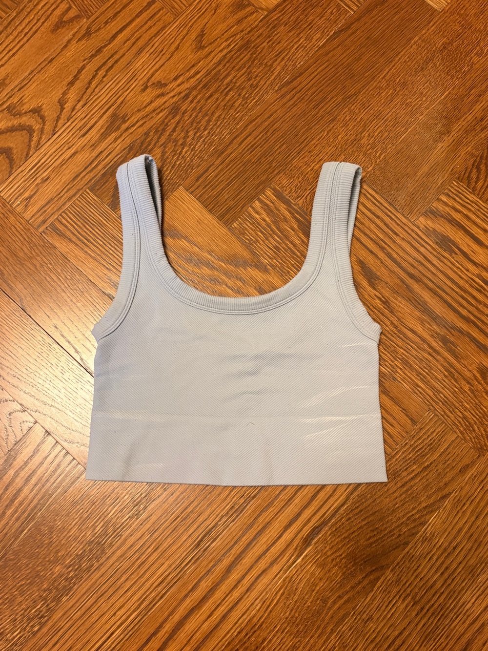 Light Blue Ribbed Crop Tank